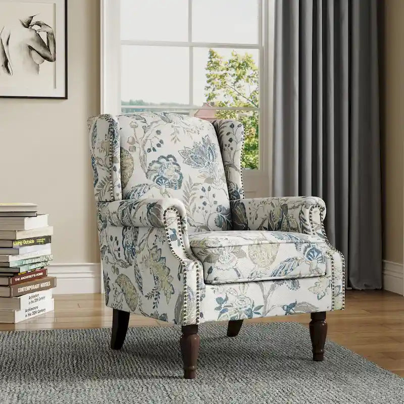 Fauteuil d'appoint rembourré avec clous décoratifs