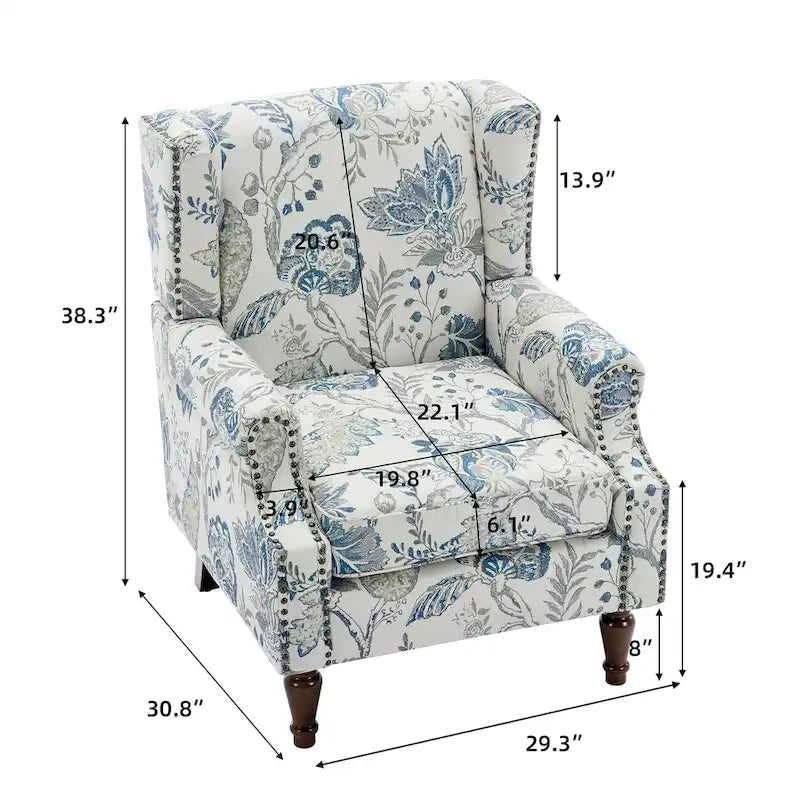 Fauteuil d'appoint rembourré avec clous décoratifs