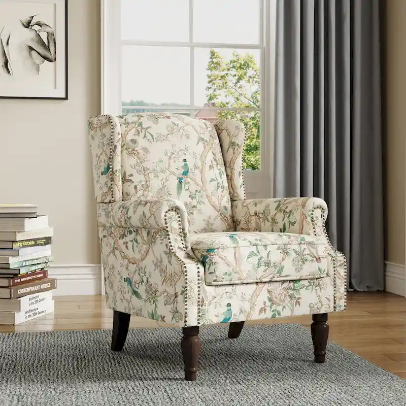 Fauteuil d'appoint rembourré avec clous décoratifs
