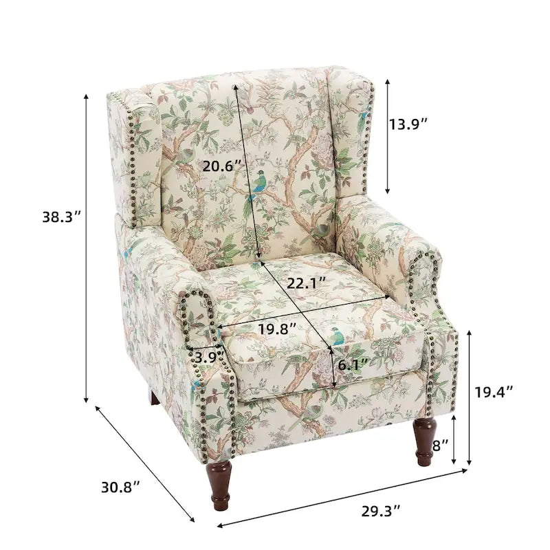 Fauteuil d'appoint rembourré avec clous décoratifs