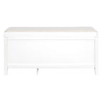 Banc à chaussures vintage avec coussin, 2 tiroirs et 2 portes en rotin
