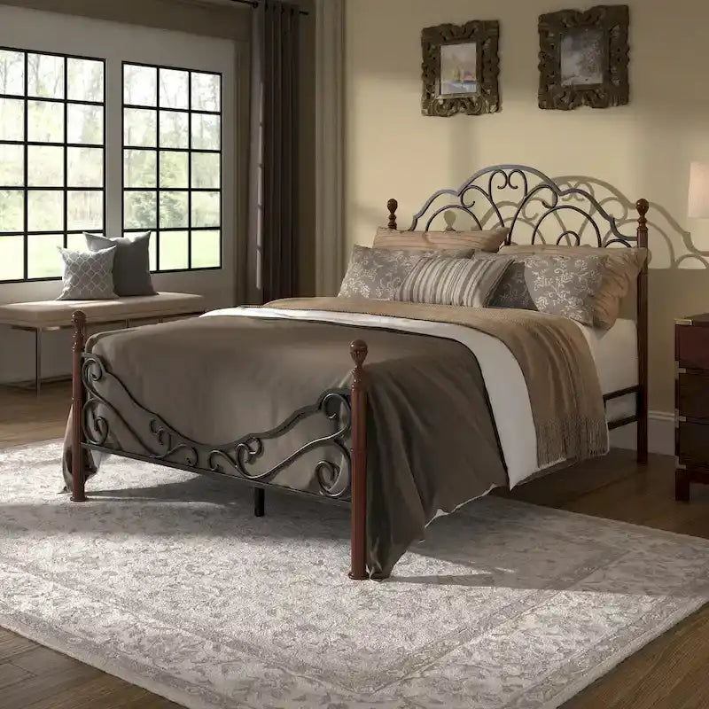 Lit en métal Cesky Graceful Scroll, couleur bronze