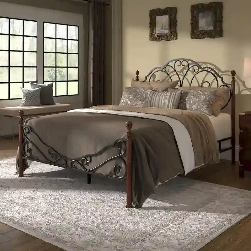 Lit en métal Cesky Graceful Scroll, couleur bronze