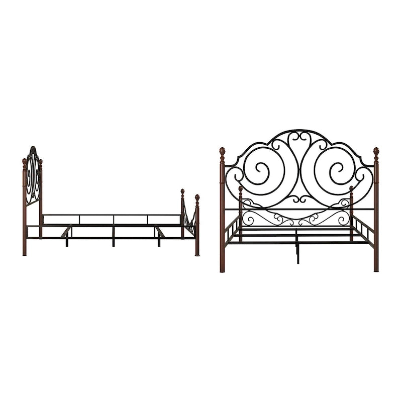 Lit en métal Cesky Graceful Scroll, couleur bronze