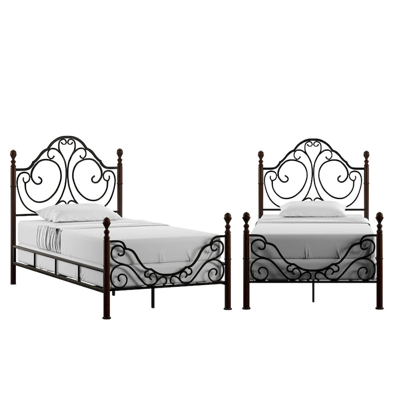Lit en métal Cesky Graceful Scroll, couleur bronze