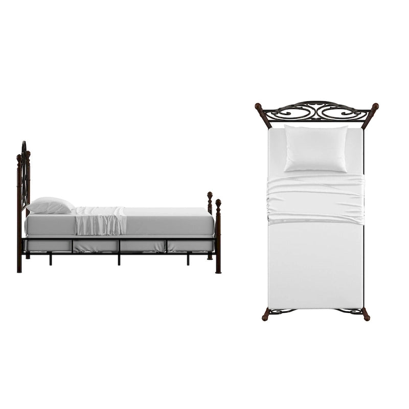 Lit en métal Cesky Graceful Scroll, couleur bronze