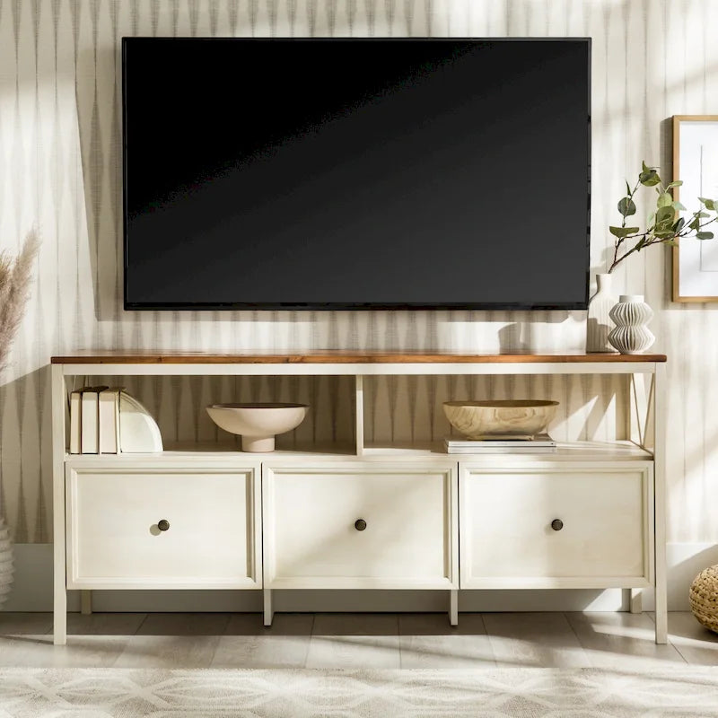 Meuble TV rustique à 3 tiroirs de 152 cm