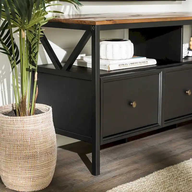 Meuble TV rustique à 3 tiroirs de 152 cm