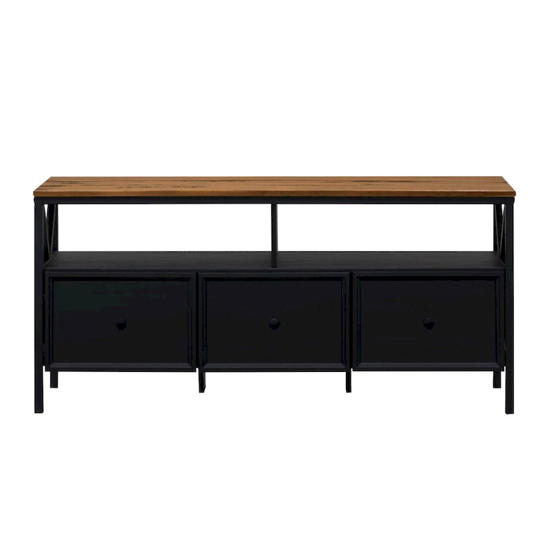 Meuble TV rustique à 3 tiroirs de 152 cm