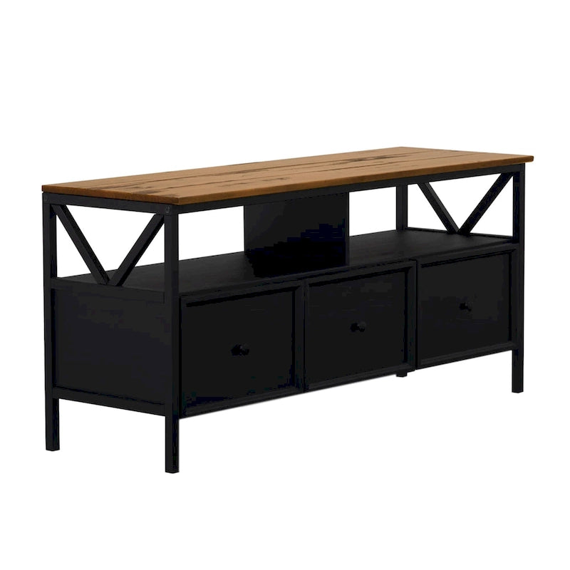 Meuble TV rustique à 3 tiroirs de 152 cm