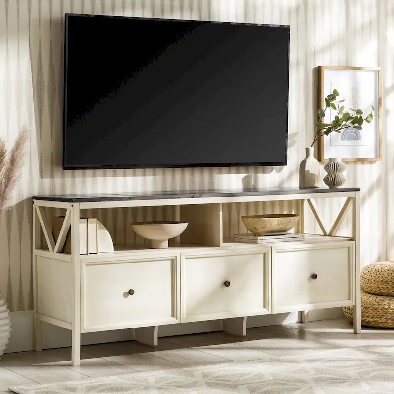 Meuble TV rustique à 3 tiroirs de 152 cm