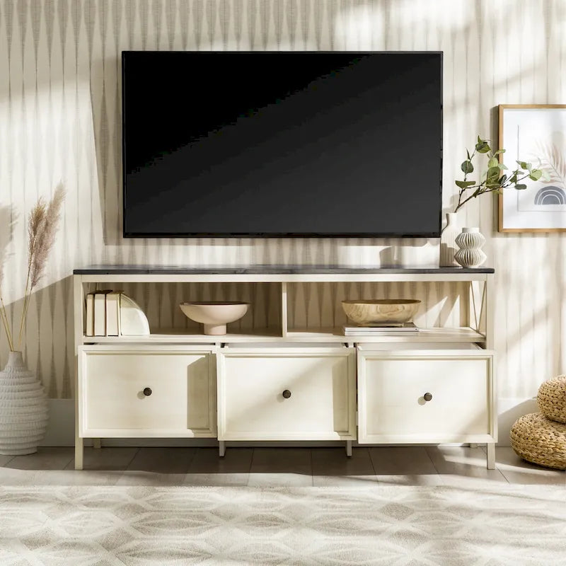 Meuble TV rustique à 3 tiroirs de 152 cm