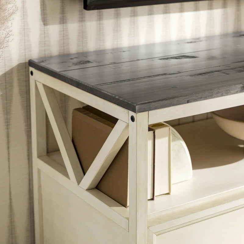Meuble TV rustique à 3 tiroirs de 152 cm