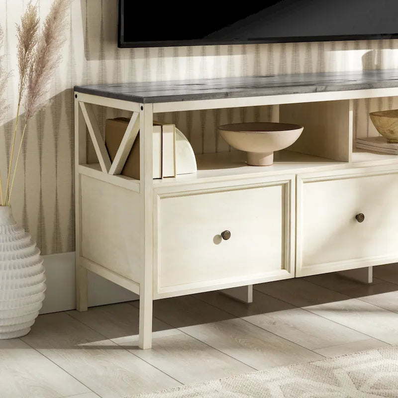 Meuble TV rustique à 3 tiroirs de 152 cm