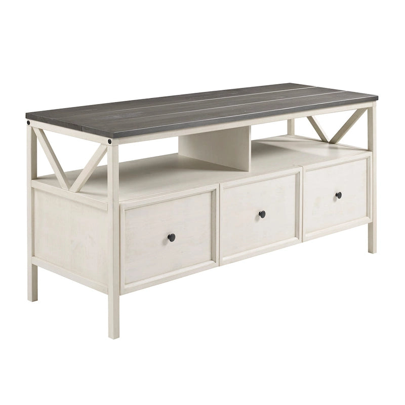 Meuble TV rustique à 3 tiroirs de 152 cm