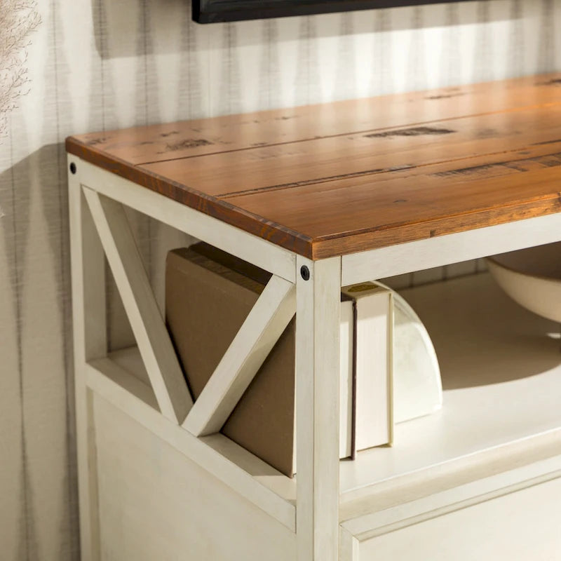 Meuble TV rustique à 3 tiroirs de 152 cm