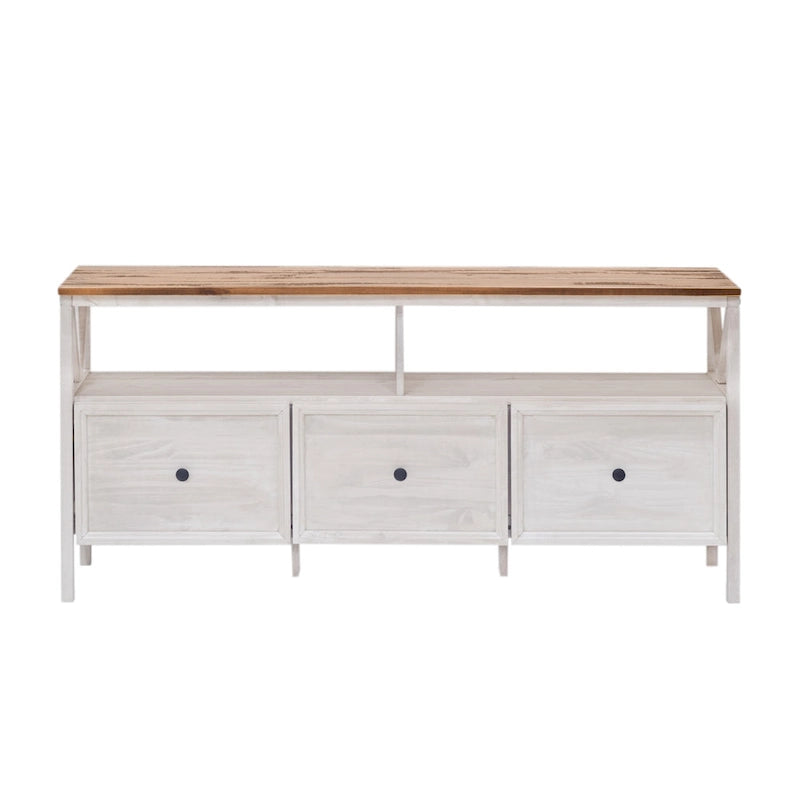 Meuble TV rustique à 3 tiroirs de 152 cm