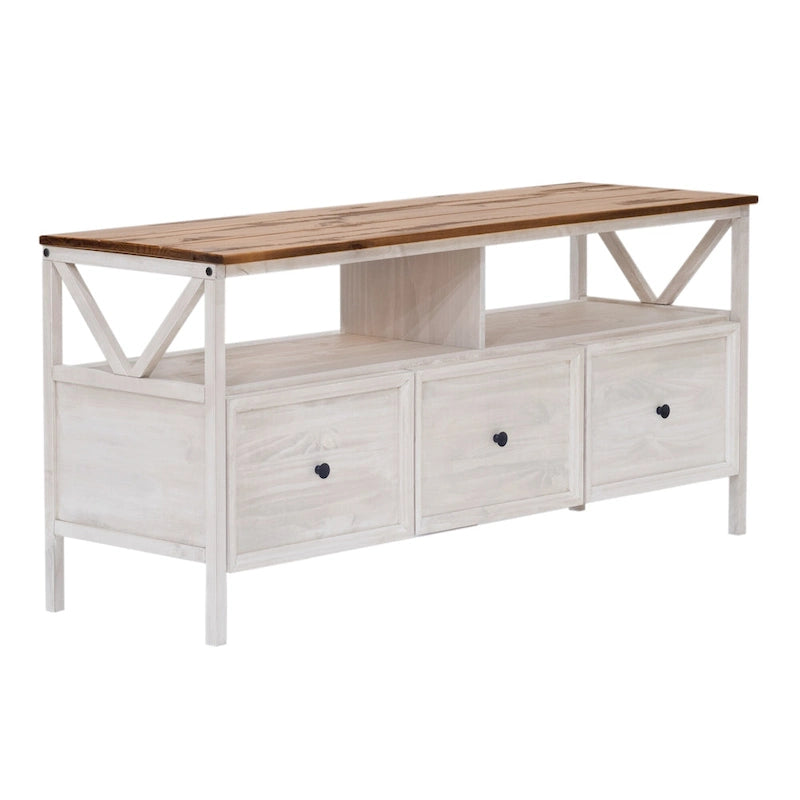 Meuble TV rustique à 3 tiroirs de 152 cm