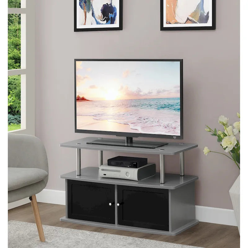 Meuble TV Designs2Go de Convenience Concepts avec 2 armoires de rangement et étagère