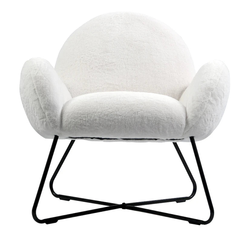 Fauteuil d'appoint douillet Brooklyn White Sherpa