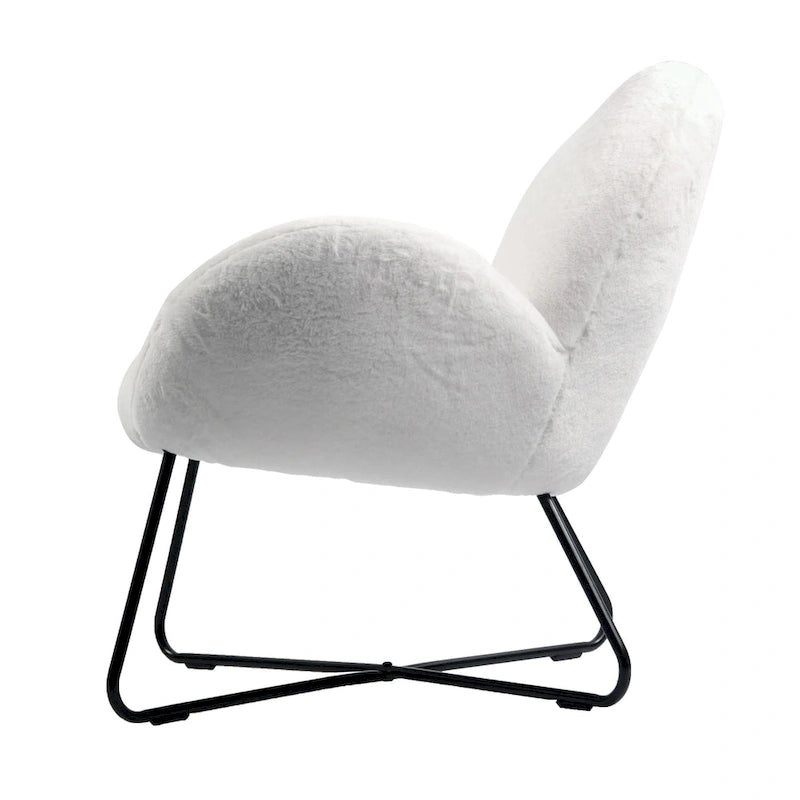 Fauteuil d'appoint douillet Brooklyn White Sherpa
