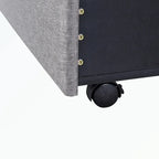 Lit de rangement Queen Size, plateforme capitonnée en lin avec 3 tiroirs