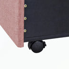 Lit de rangement Queen Size, plateforme capitonnée en lin avec 3 tiroirs