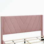 Lit de rangement Queen Size, plateforme capitonnée en lin avec 3 tiroirs