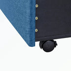Lit de rangement Queen Size, plateforme capitonnée en lin avec 3 tiroirs