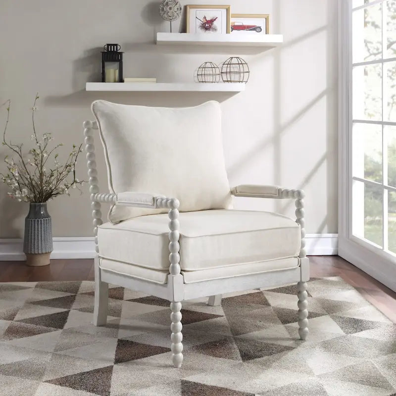 Fauteuil Kaylee en tissu avec cadre blanc