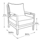 Fauteuil Kaylee en tissu avec cadre blanc