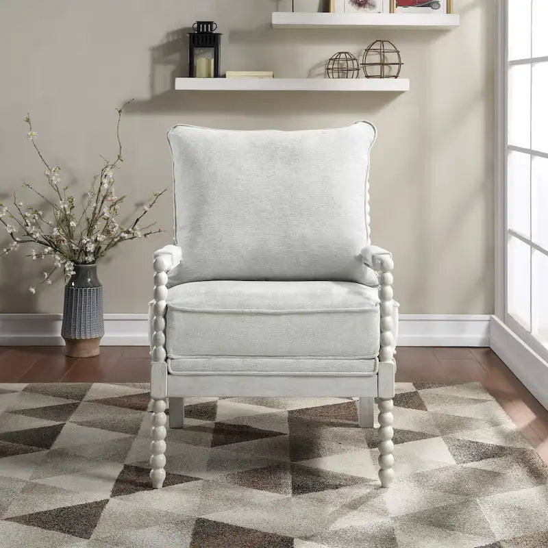 Fauteuil Kaylee en tissu avec cadre blanc