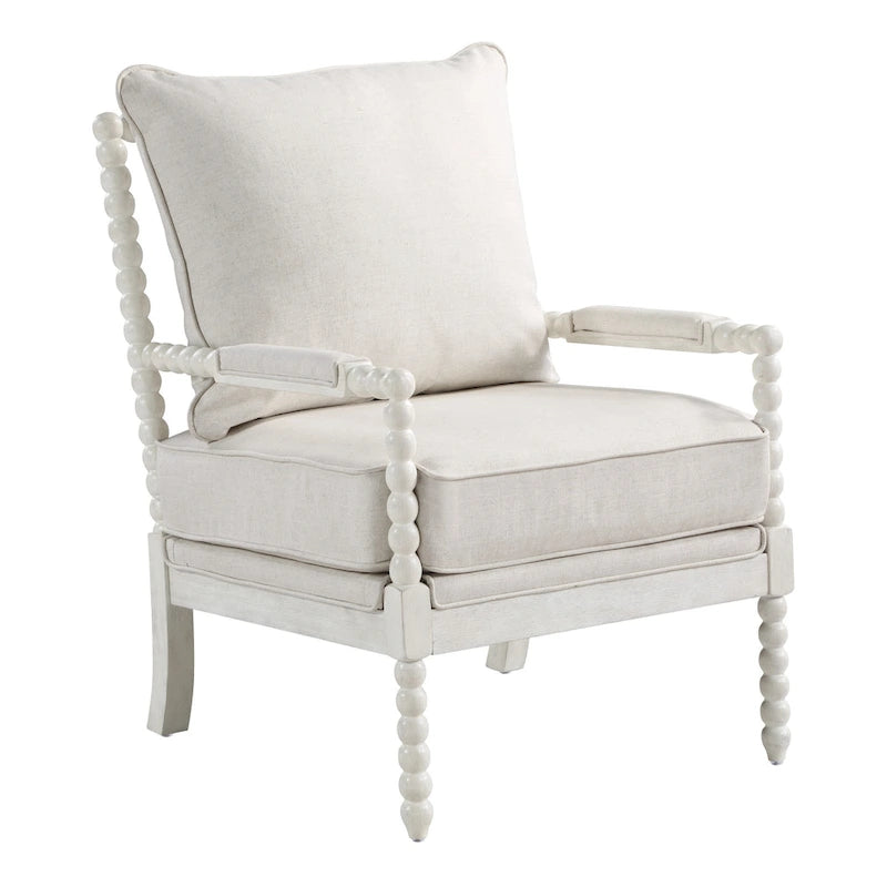 Fauteuil Kaylee en tissu avec cadre blanc