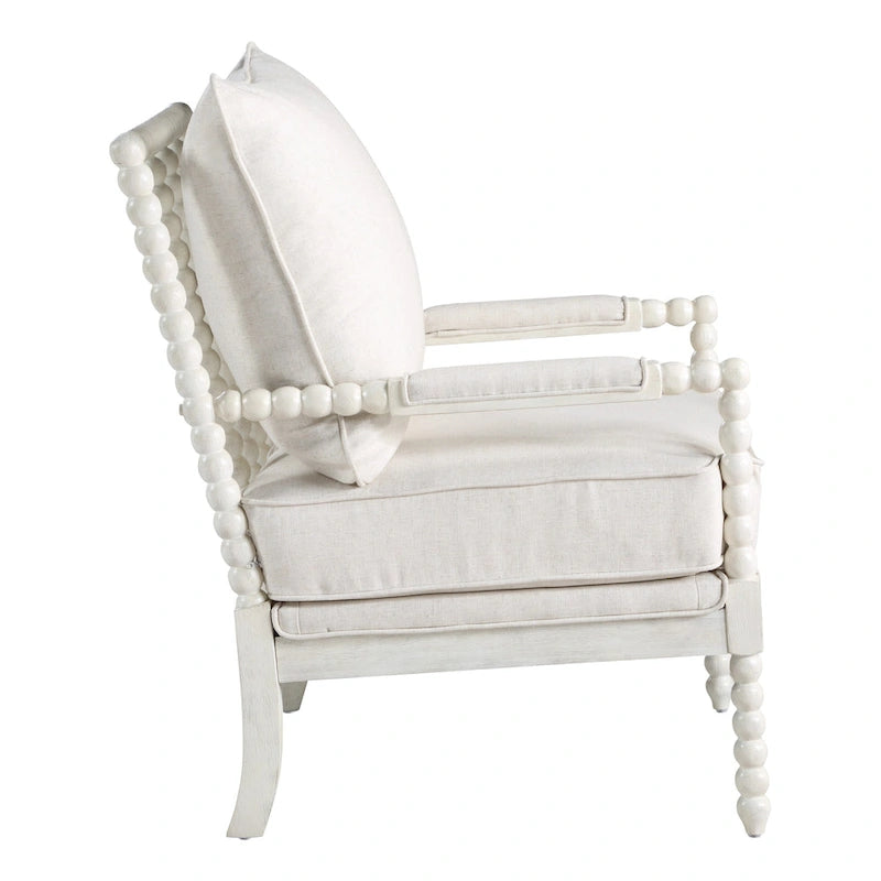 Fauteuil Kaylee en tissu avec cadre blanc