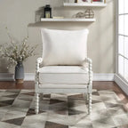 Fauteuil Kaylee en tissu avec cadre blanc