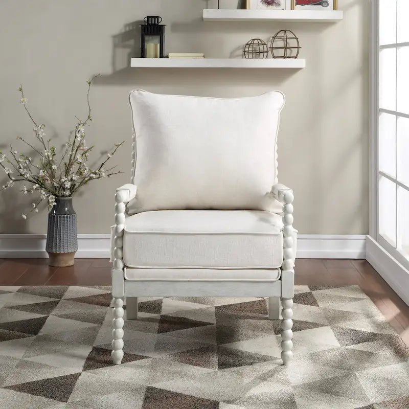 Fauteuil Kaylee en tissu avec cadre blanc