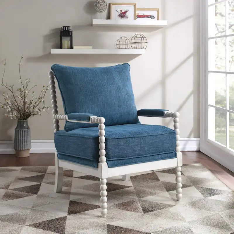Fauteuil Kaylee en tissu avec cadre blanc
