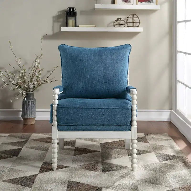 Fauteuil Kaylee en tissu avec cadre blanc