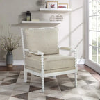 Fauteuil Kaylee en tissu avec cadre blanc