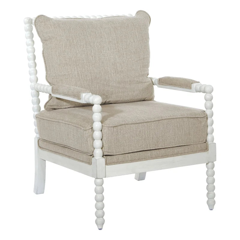 Fauteuil Kaylee en tissu avec cadre blanc