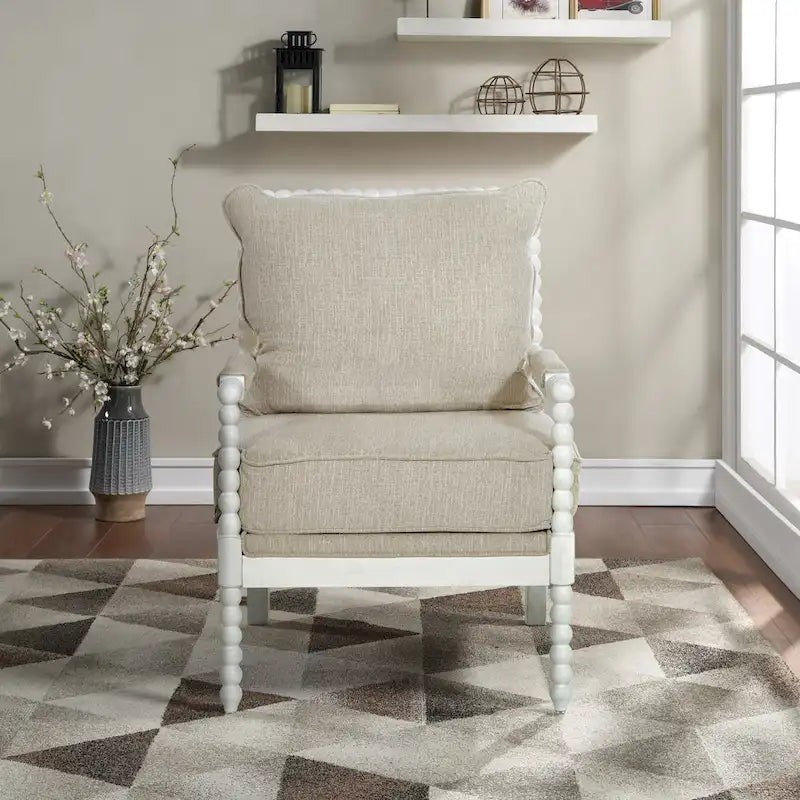 Fauteuil Kaylee en tissu avec cadre blanc