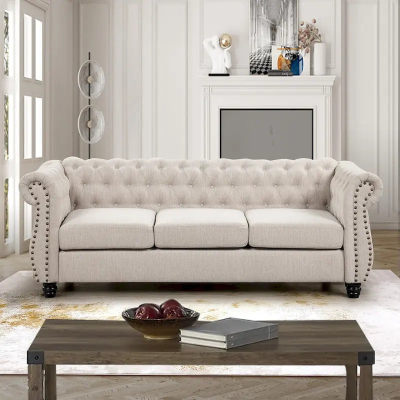 Canapé Chesterfield en velours capitonné