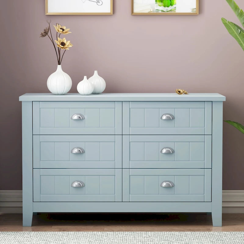 Commode de chambre moderne avec cadre en bois massif, buffet rétro avec poignée coquille