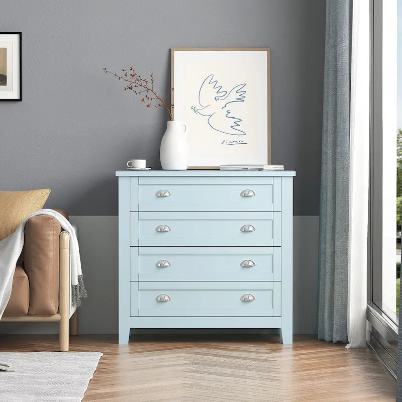 Commode de chambre moderne avec cadre en bois massif, buffet rétro avec poignée coquille