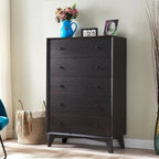 Commode 5 tiroirs en bois style Mid-Century Modern