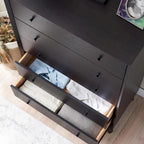 Commode 5 tiroirs en bois style Mid-Century Modern