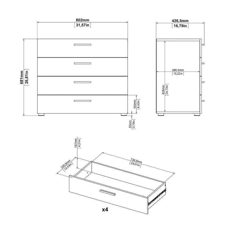 Commode contemporaine 4 tiroirs en bois manufacturé Porch & Den Angus
