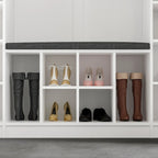 Grand rangement d'entrée avec banc à chaussures et armoires d'appoint