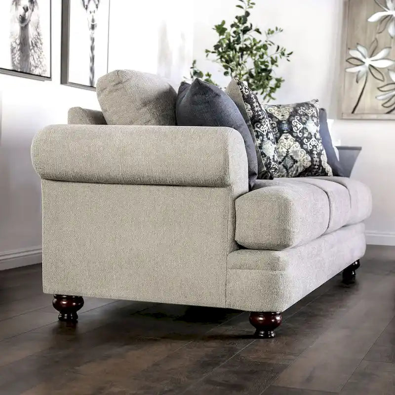 Canapé T-Cushion Frane transitionnel en chenille beige par