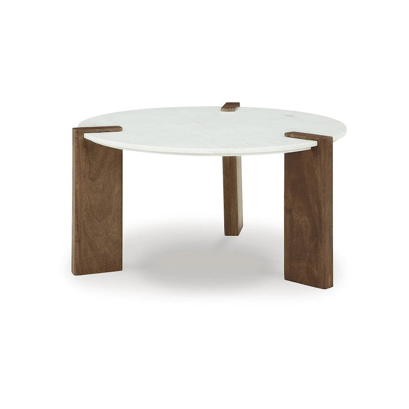 Table basse Isanti blanc/marron - 33L x 33P x 18H